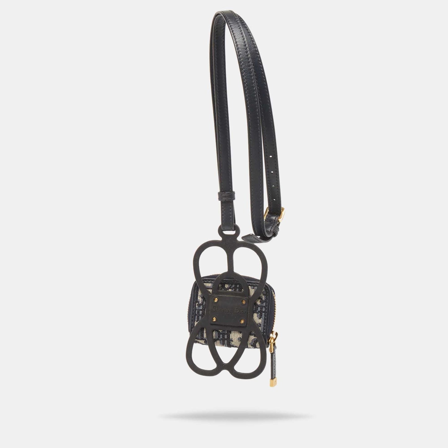 DIOR Black/Navy Blue Oblique Canvas and Rubber 30 Montaigne Phone Cover with Airpods Pro Case