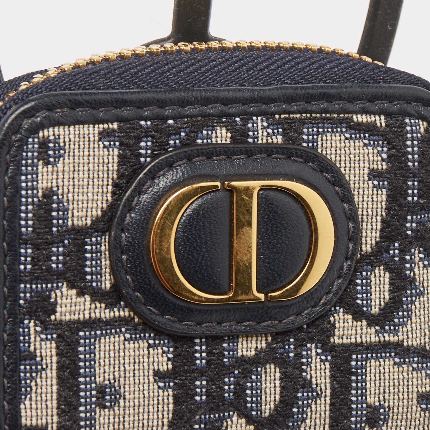DIOR Black/Navy Blue Oblique Canvas and Rubber 30 Montaigne Phone Cover with Airpods Pro Case