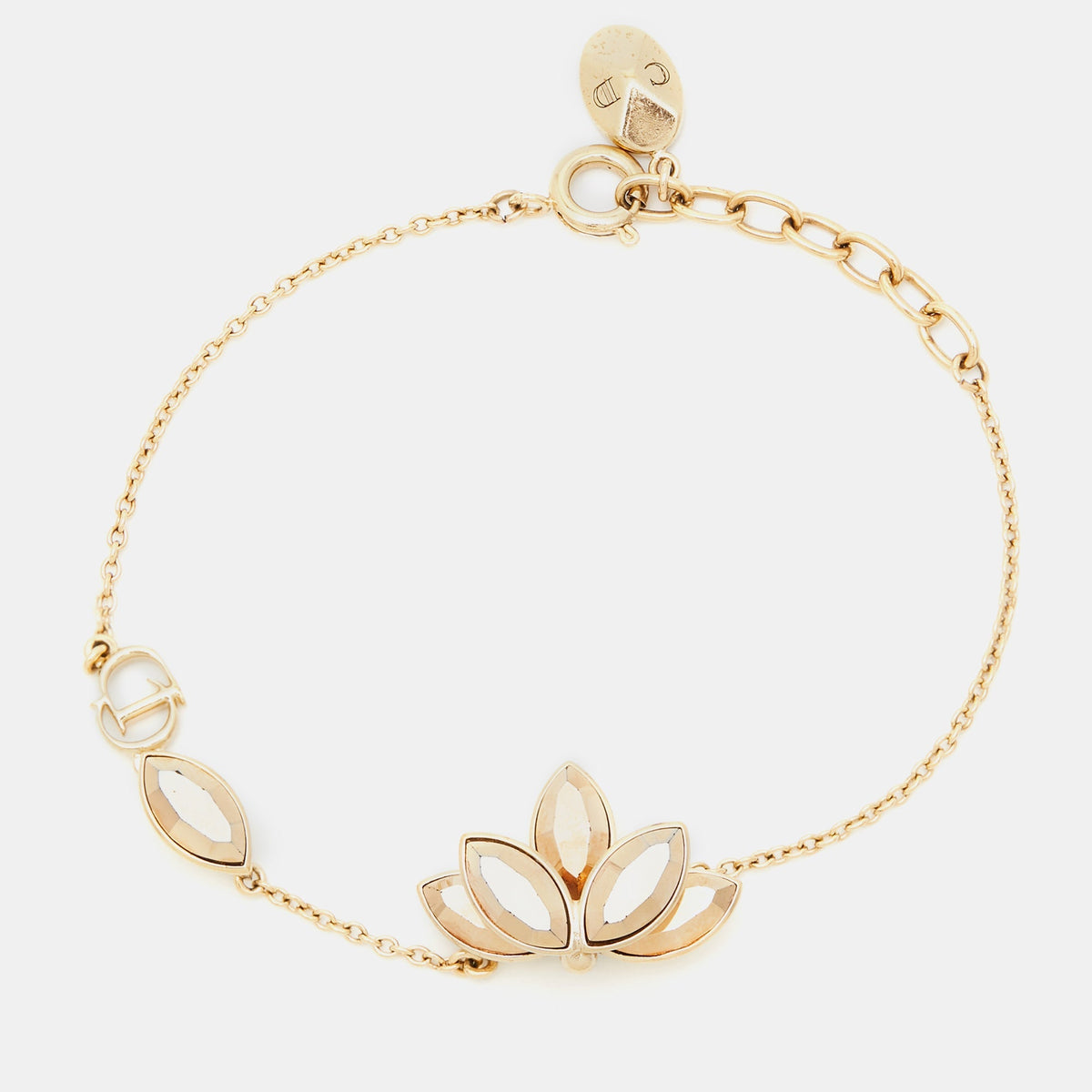 DIOR Floral Crystals Gold Tone Bracelet
