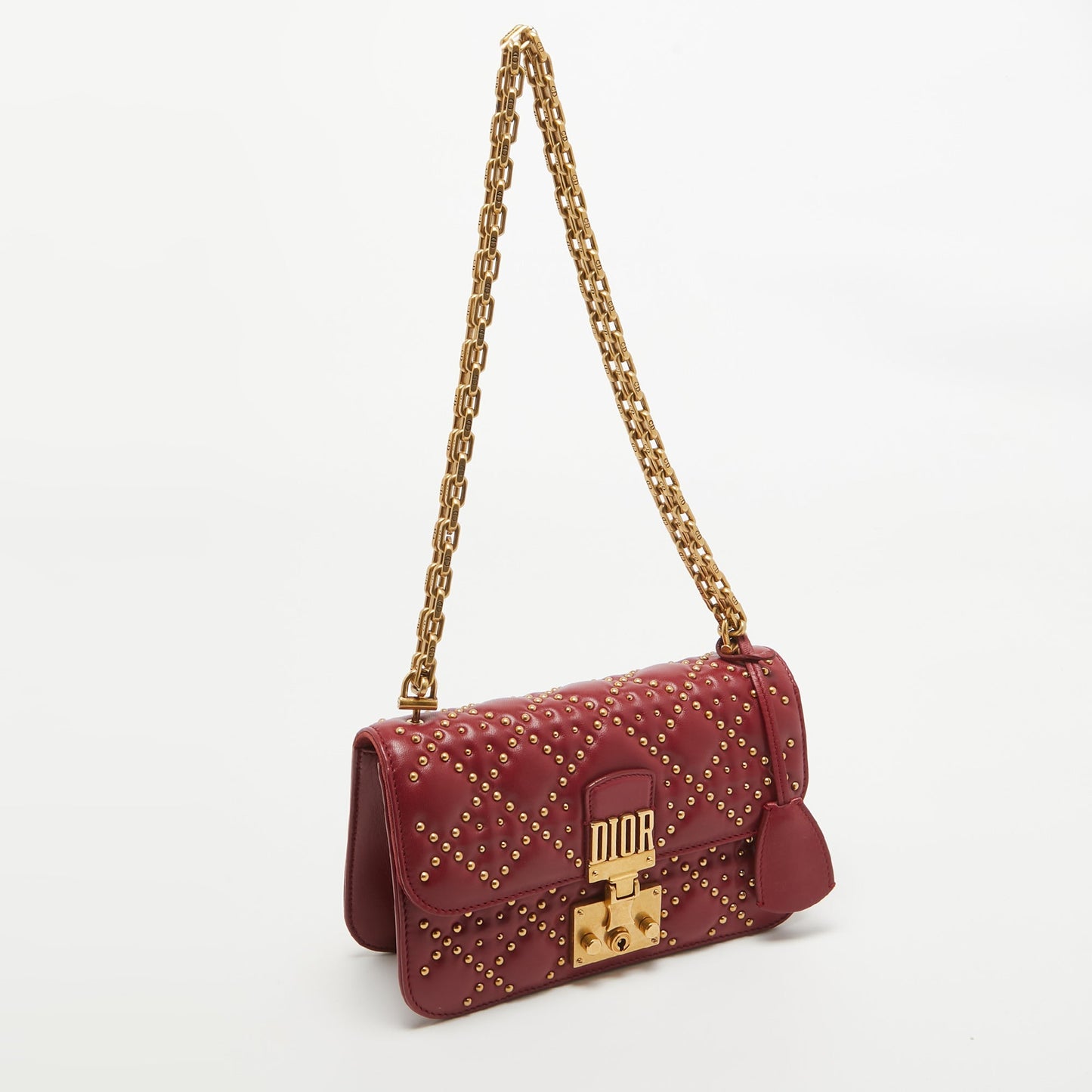 DIOR Red Cannage Leather Small Addict Shoulder Bag
