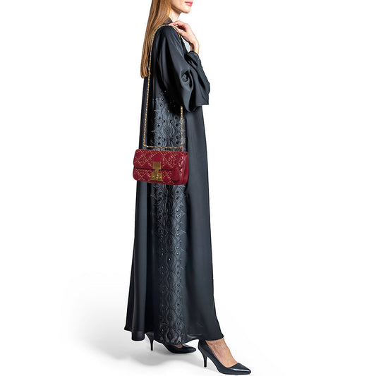 DIOR Red Cannage Leather Small Addict Shoulder Bag