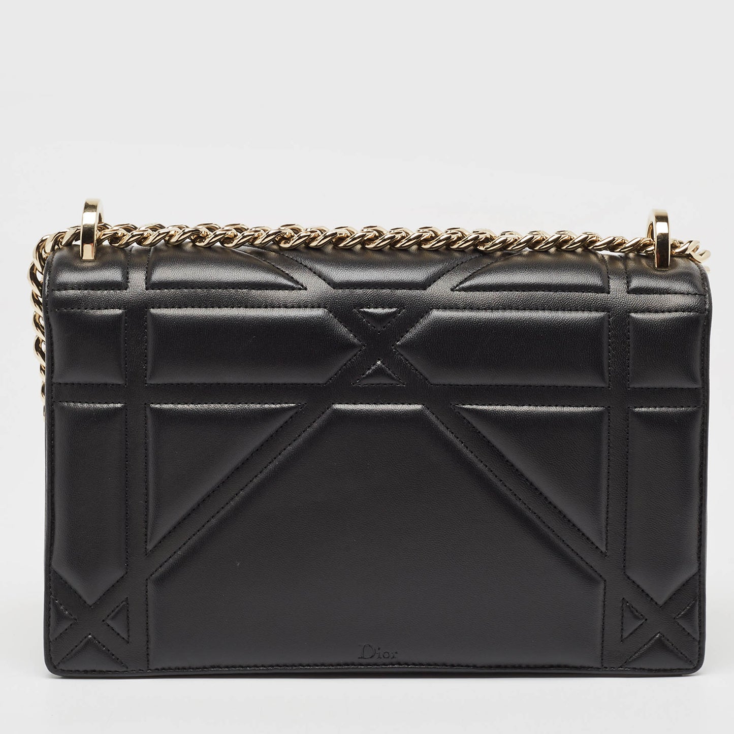DIOR Black Leather Medium ama Flap Shoulder Bag