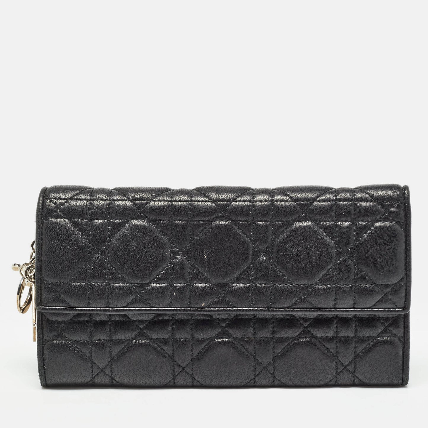 DIOR Black Cannage Leather Lady  Continental Wallet
