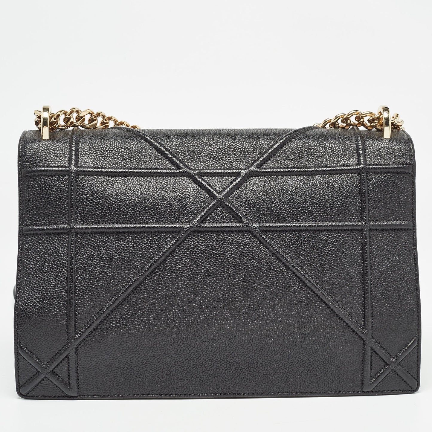 DIOR Black Leather Large ama Flap Shoulder Bag