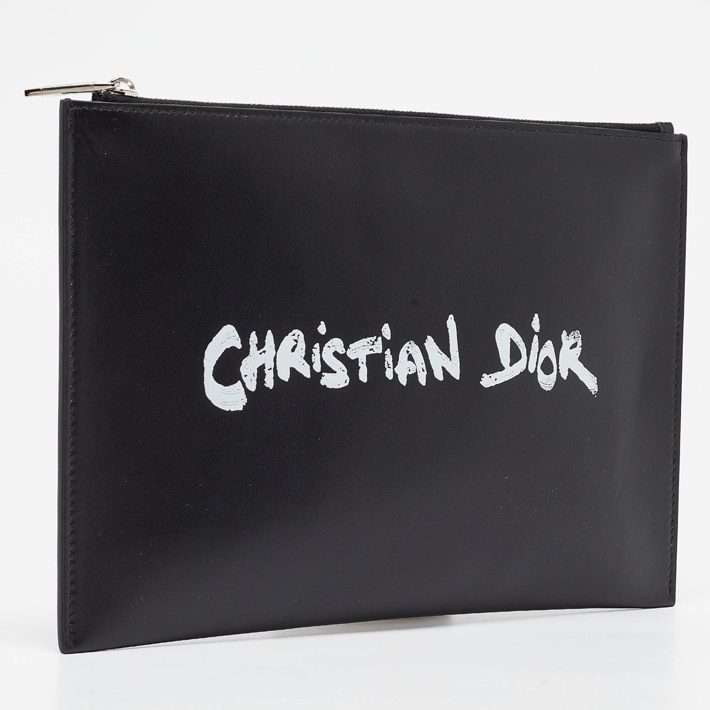 DIOR Black Leather Logo Slim Pouch