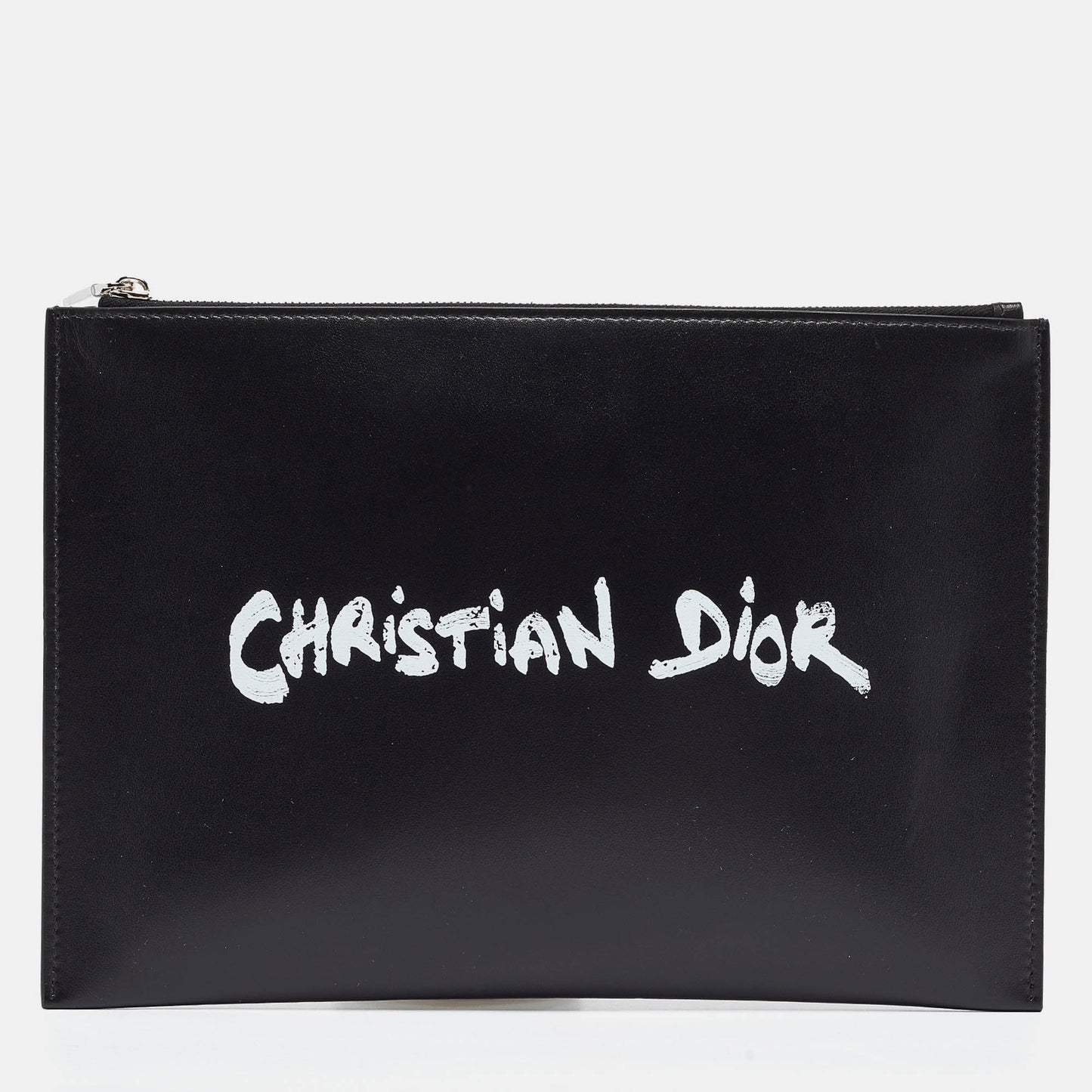 DIOR Black Leather Logo Slim Pouch