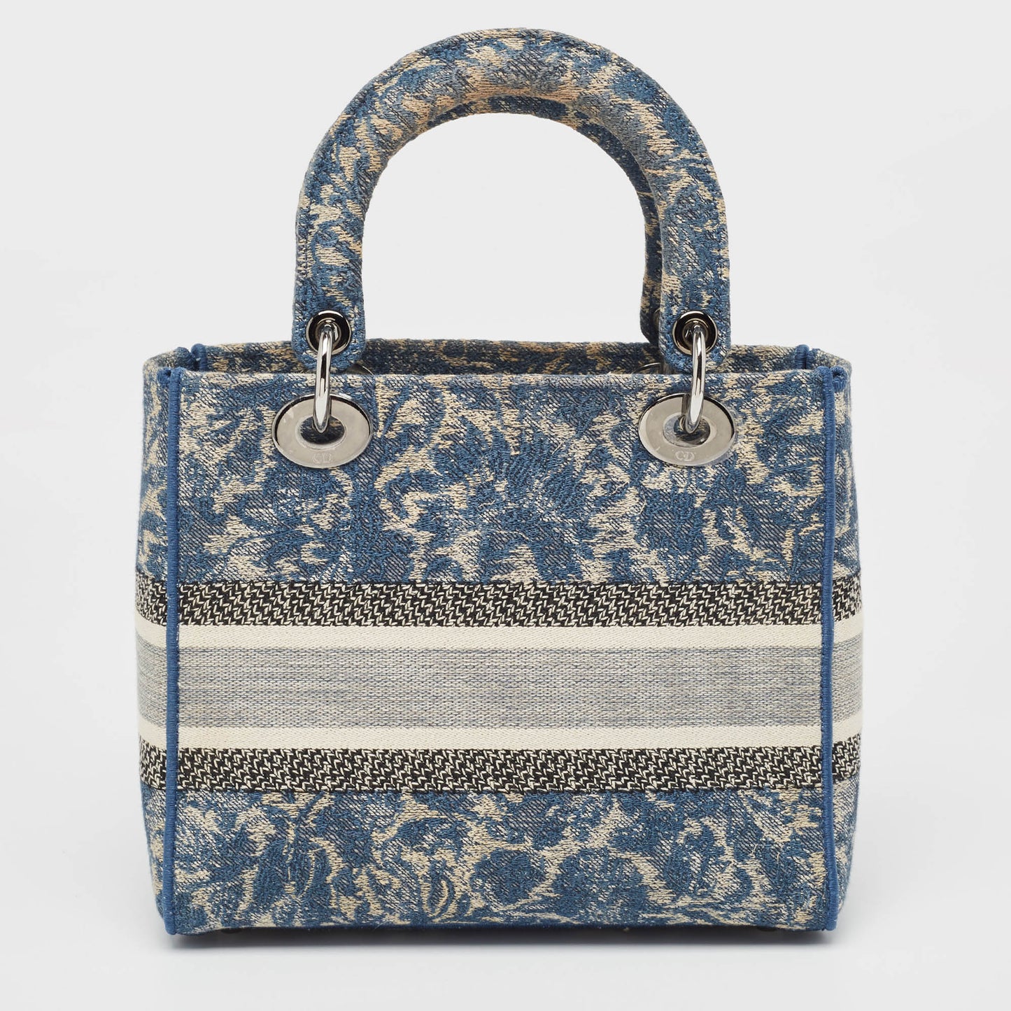 DIOR Blue Embroidered Canvas Medium Lady D-Lite Tote