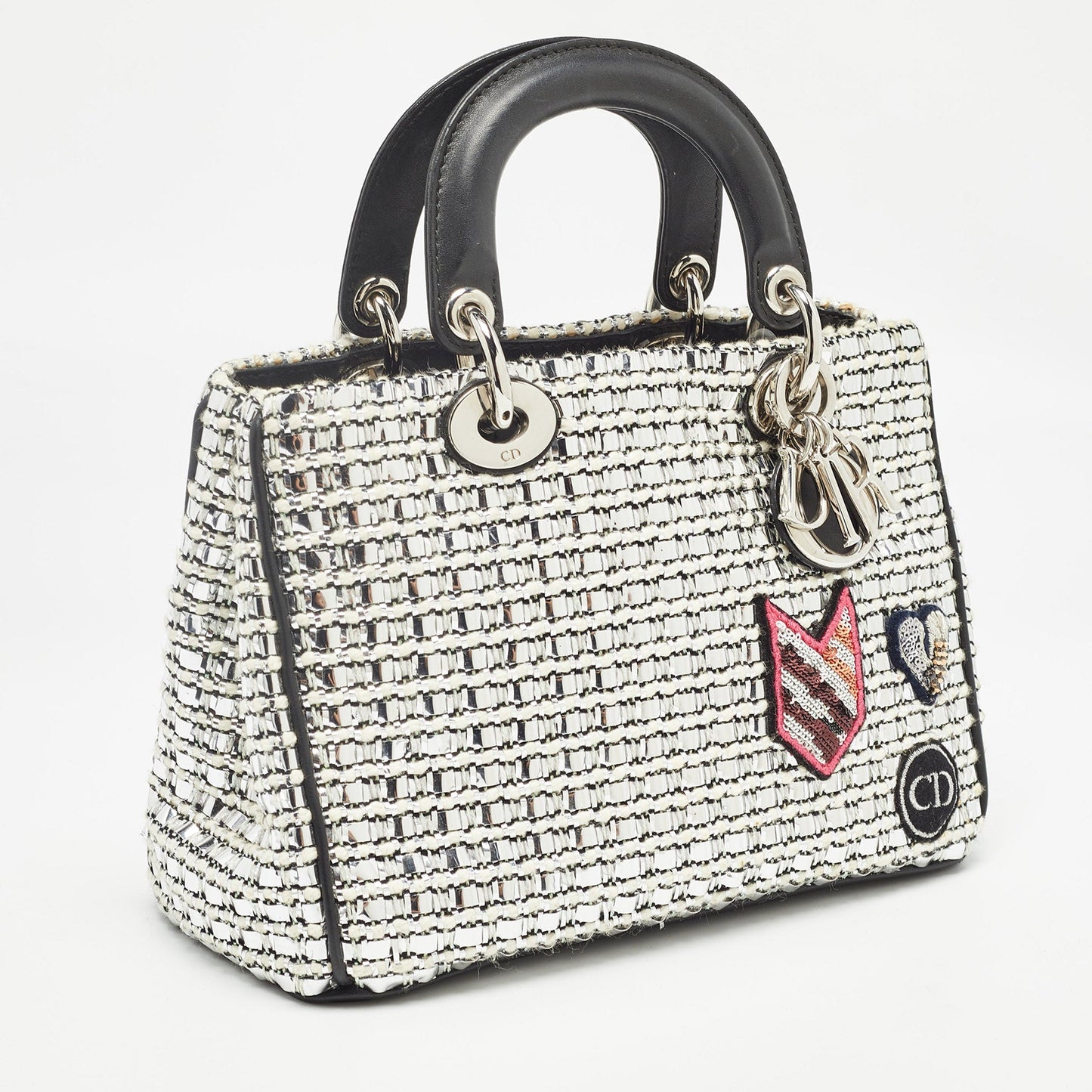 DIOR Black/Silver Tweed and Leather Small issimo Patch Tote