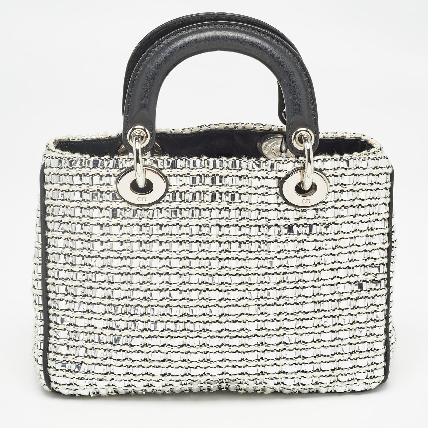DIOR Black/Silver Tweed and Leather Small issimo Patch Tote