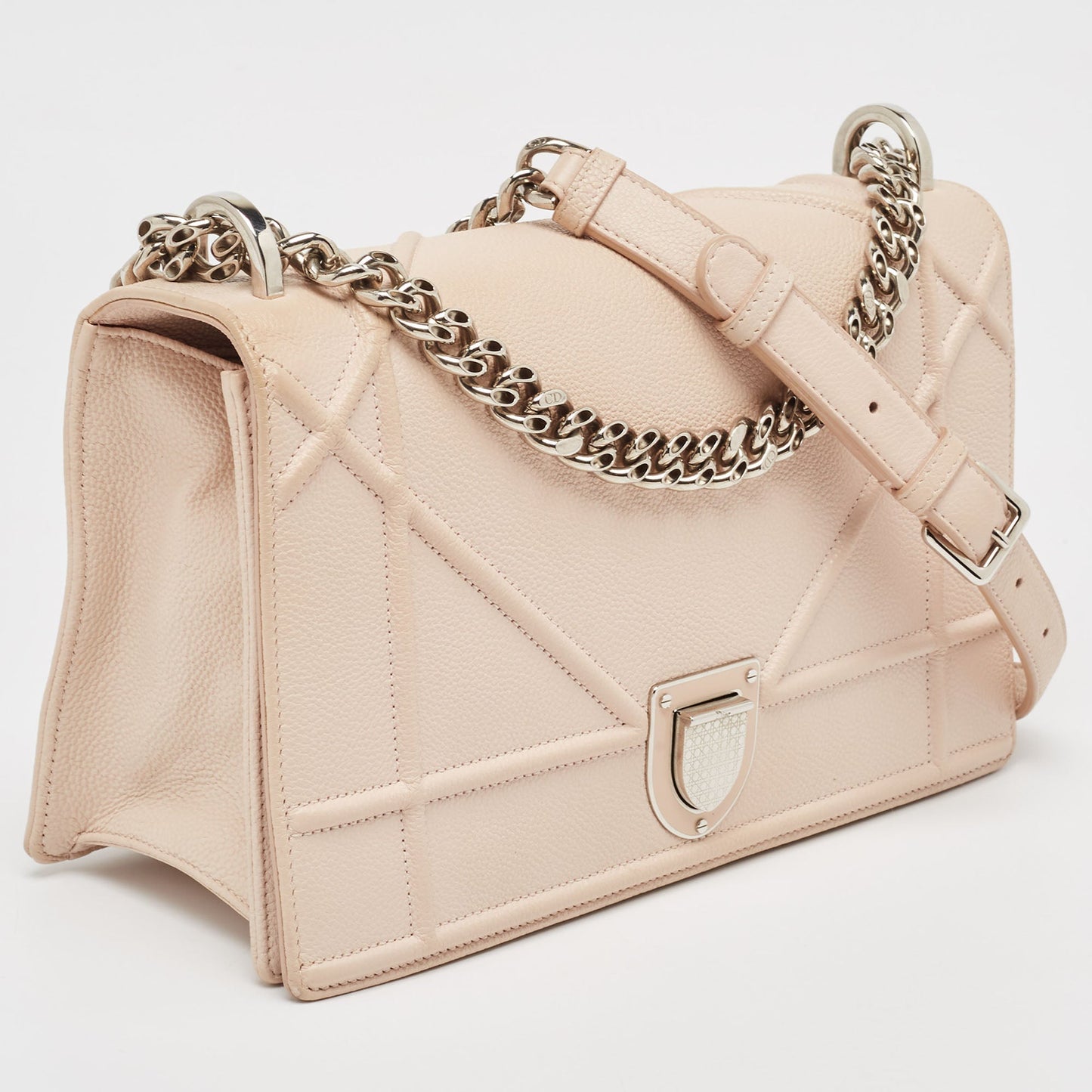DIOR Light Peach Leather Medium ama Flap Shoulder Bag