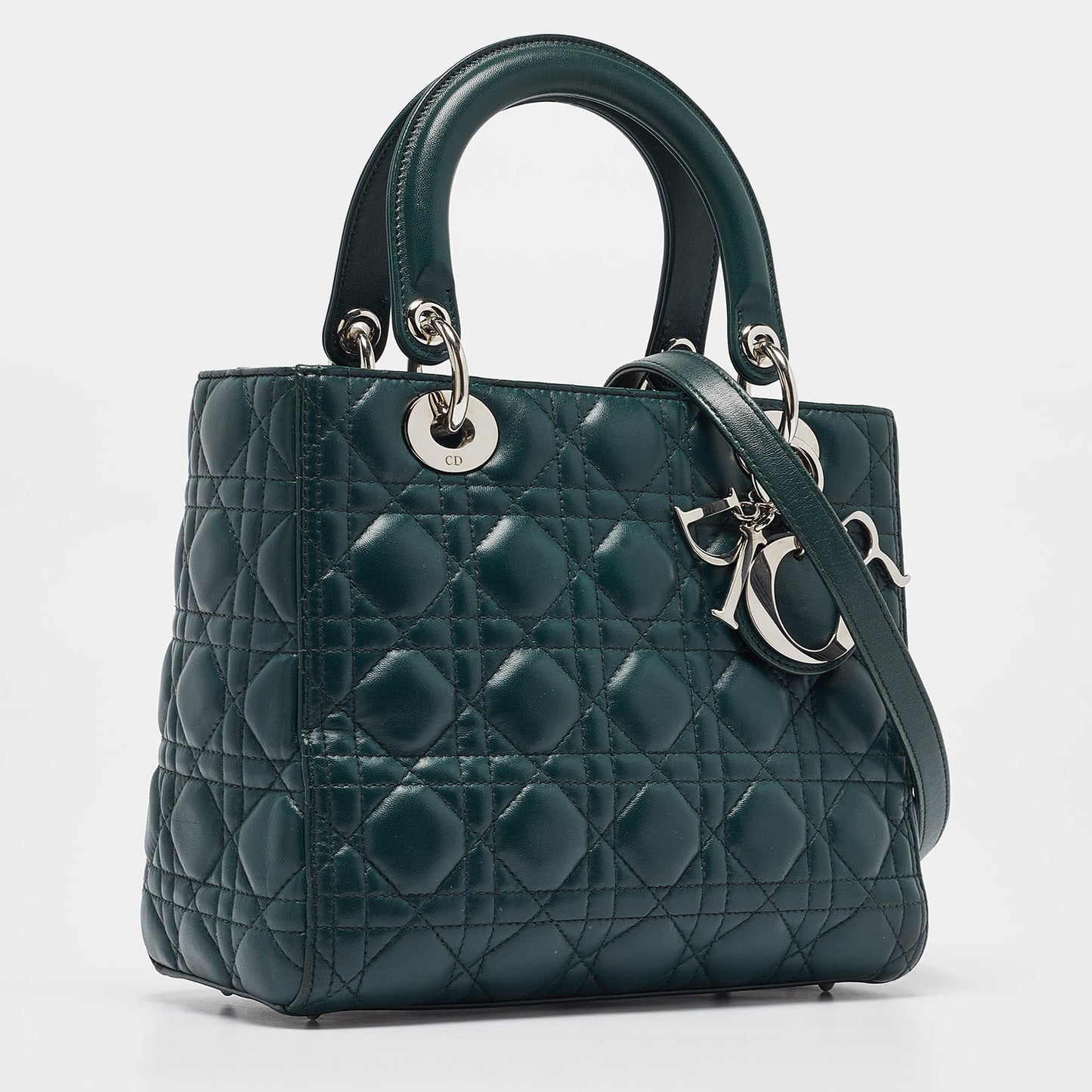 DIOR Green Cannage Leather Medium Lady  Tote