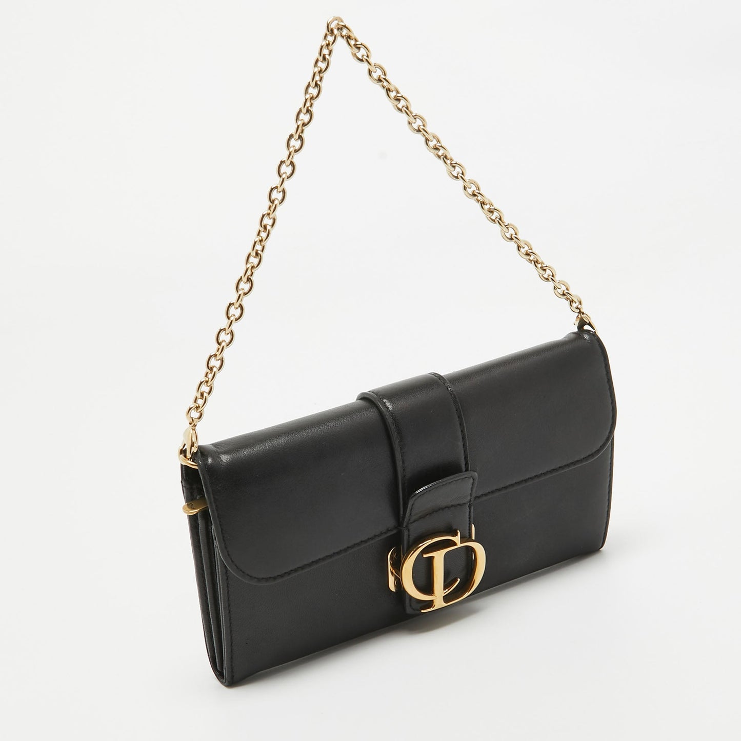 DIOR Black Leather Montaigne 30 Wallet on Chain