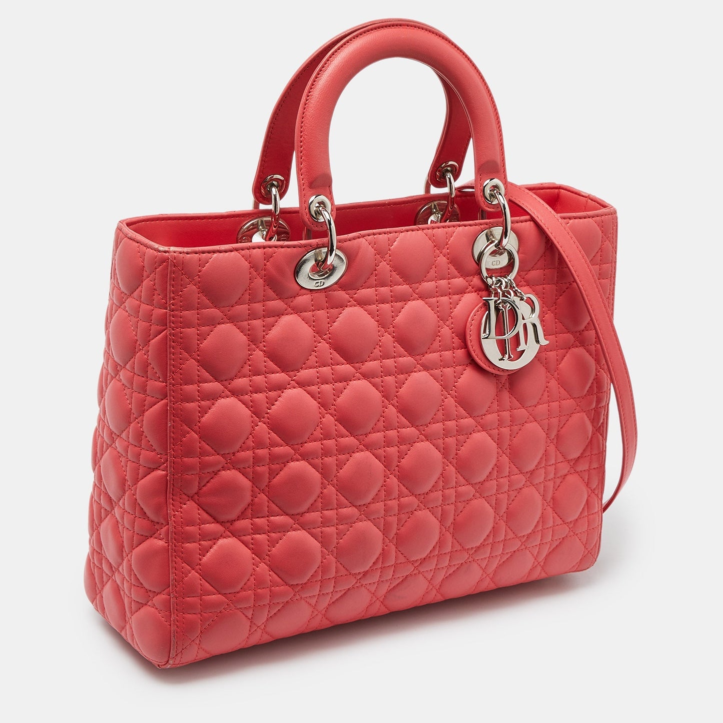 DIOR Pink Cannage Leather Large Lady  Tote