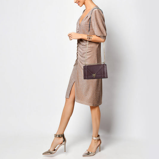 DIOR Burgundy Leather Small ama Shoulder Bag