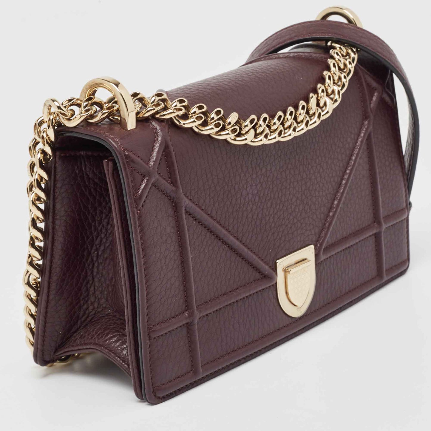 DIOR Burgundy Leather Small ama Shoulder Bag