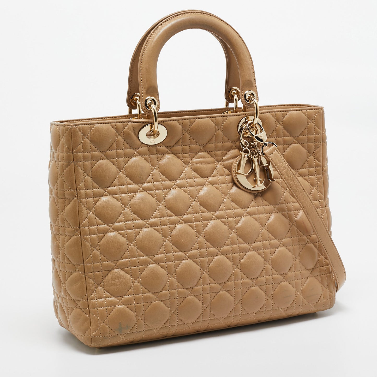 DIOR Beige Cannage Leather Large Lady  Tote