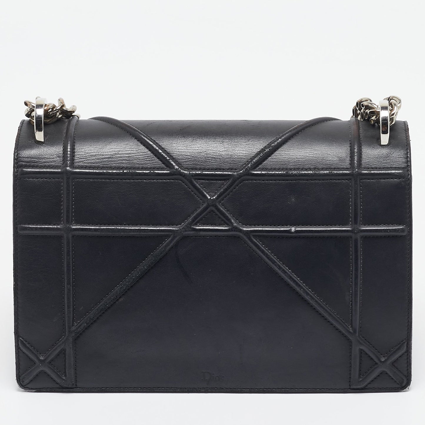 DIOR Black Leather Medium ama Flap Shoulder Bag