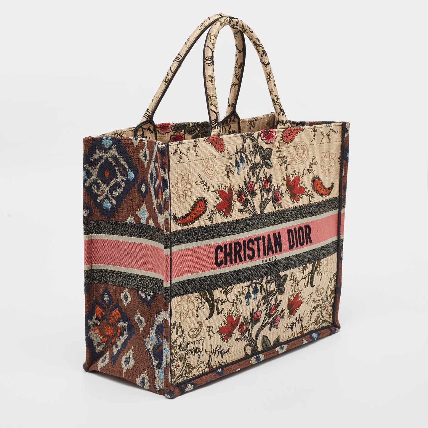 DIOR Multicolor Floral Embroidered Canvas Large Book Tote