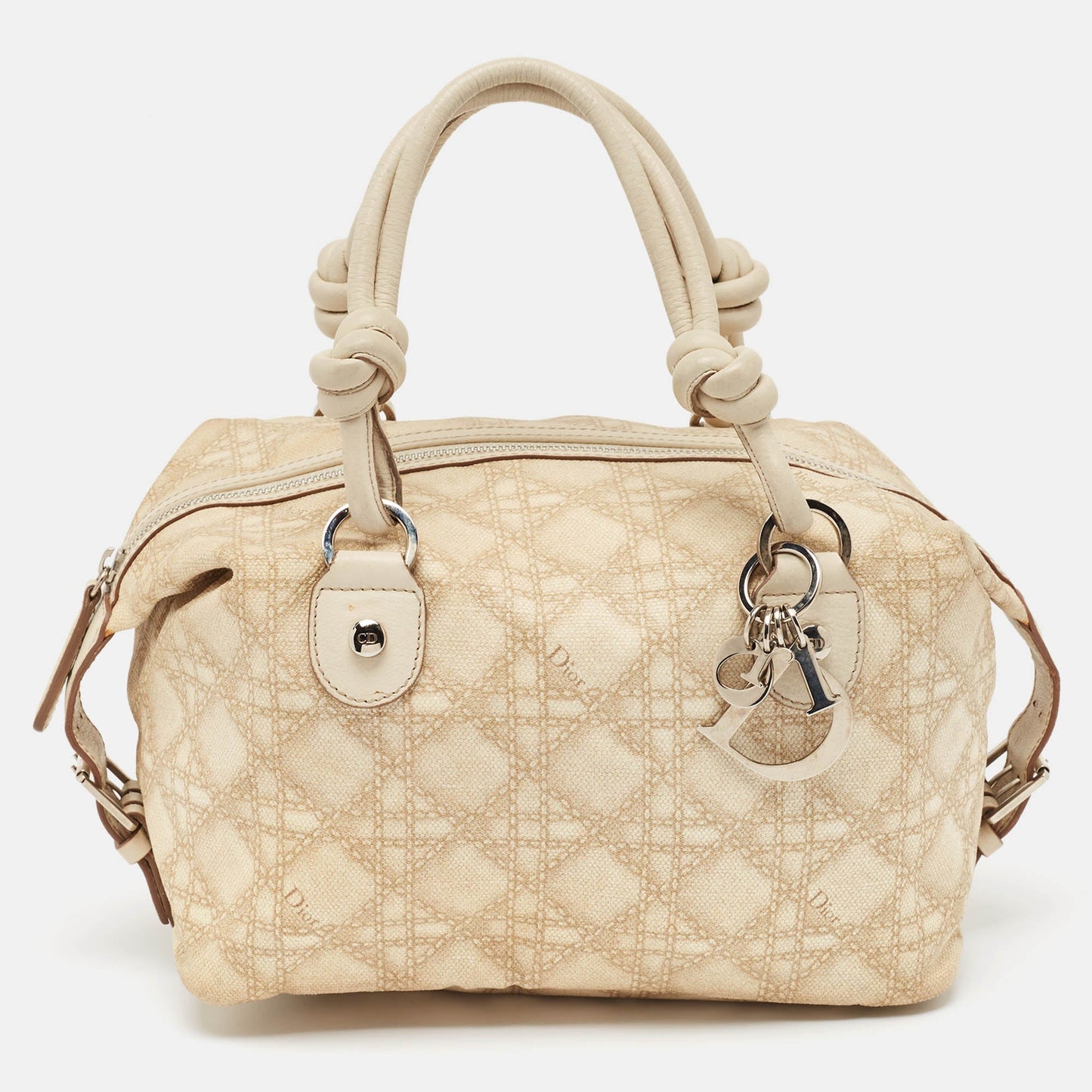 DIOR Beige/White Oblique Coated Canvas and Leather Cherie Satchel