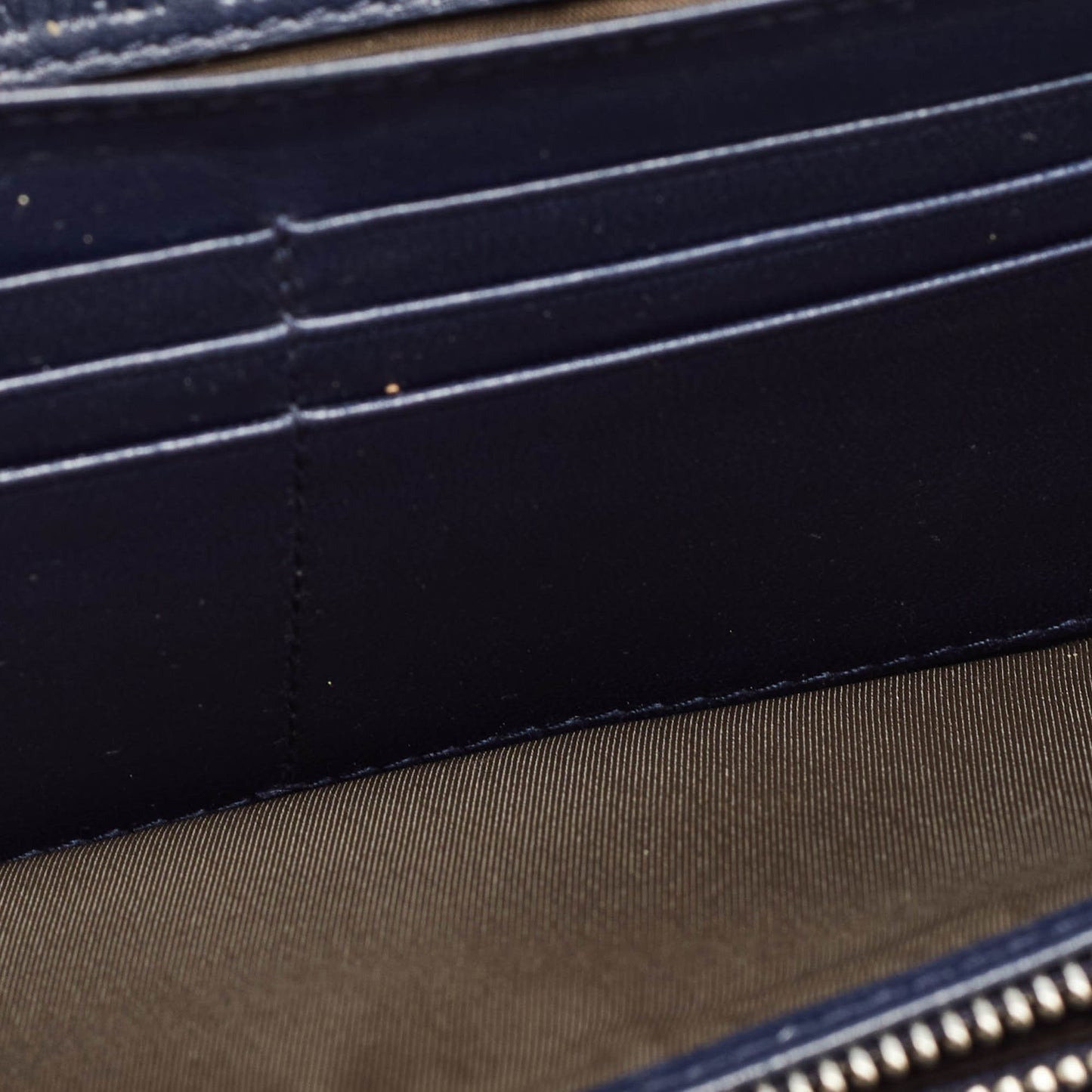 DIOR Navy Blue Cannage Quilted Leather New Lock Wallet on Chain