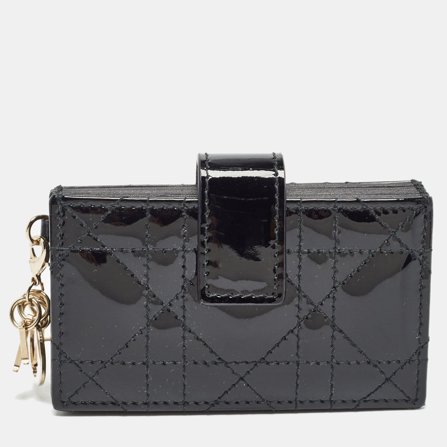 DIOR Black Cannage Patent Leather Lady  5 Gusset Card Holder
