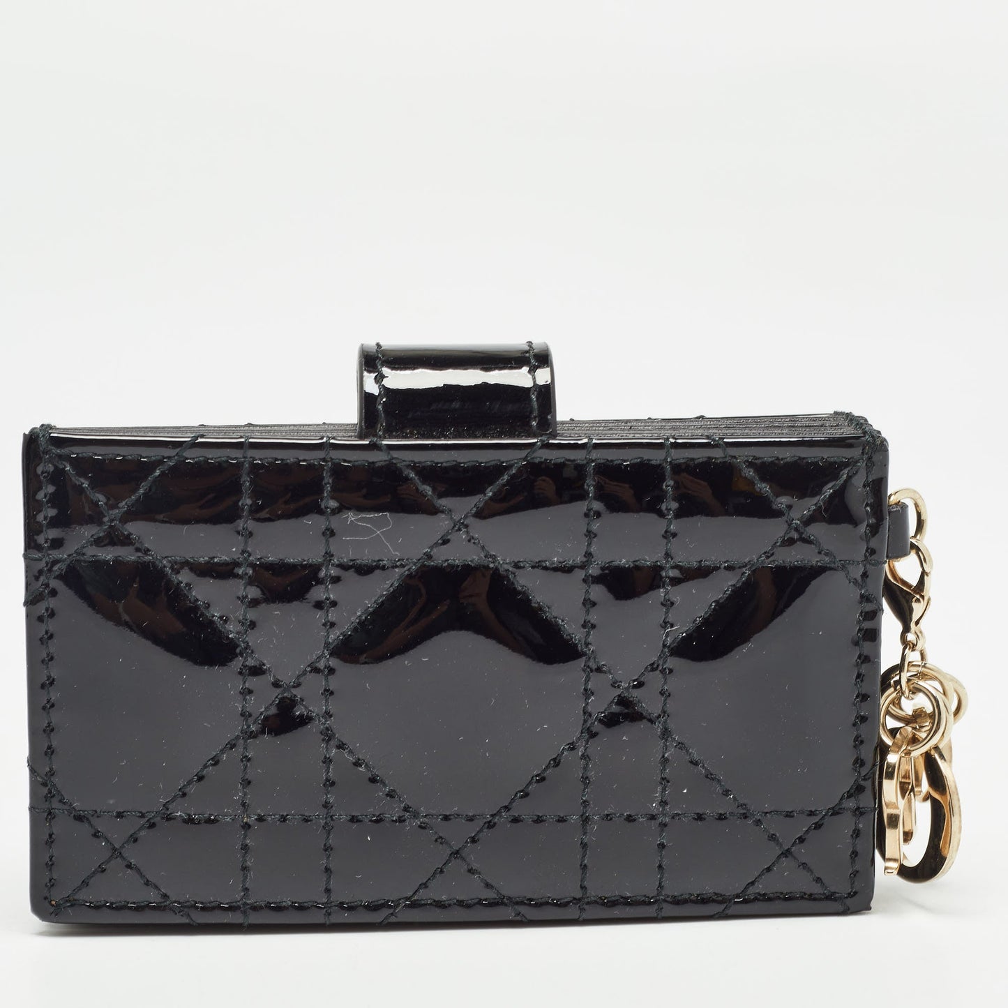 DIOR Black Cannage Patent Leather Lady  5 Gusset Card Holder