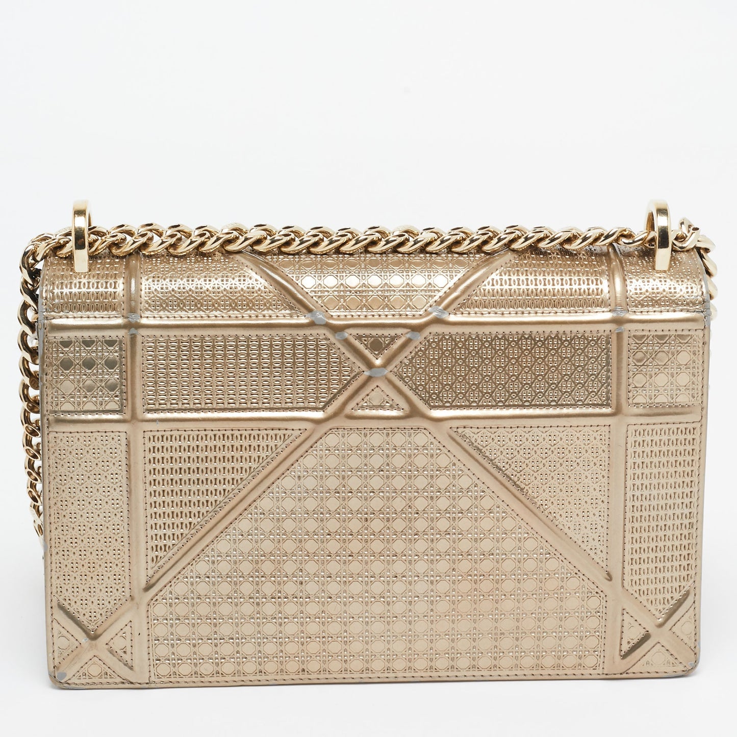 DIOR Gold Microcannage Patent Leather Medium ama Shoulder Bag