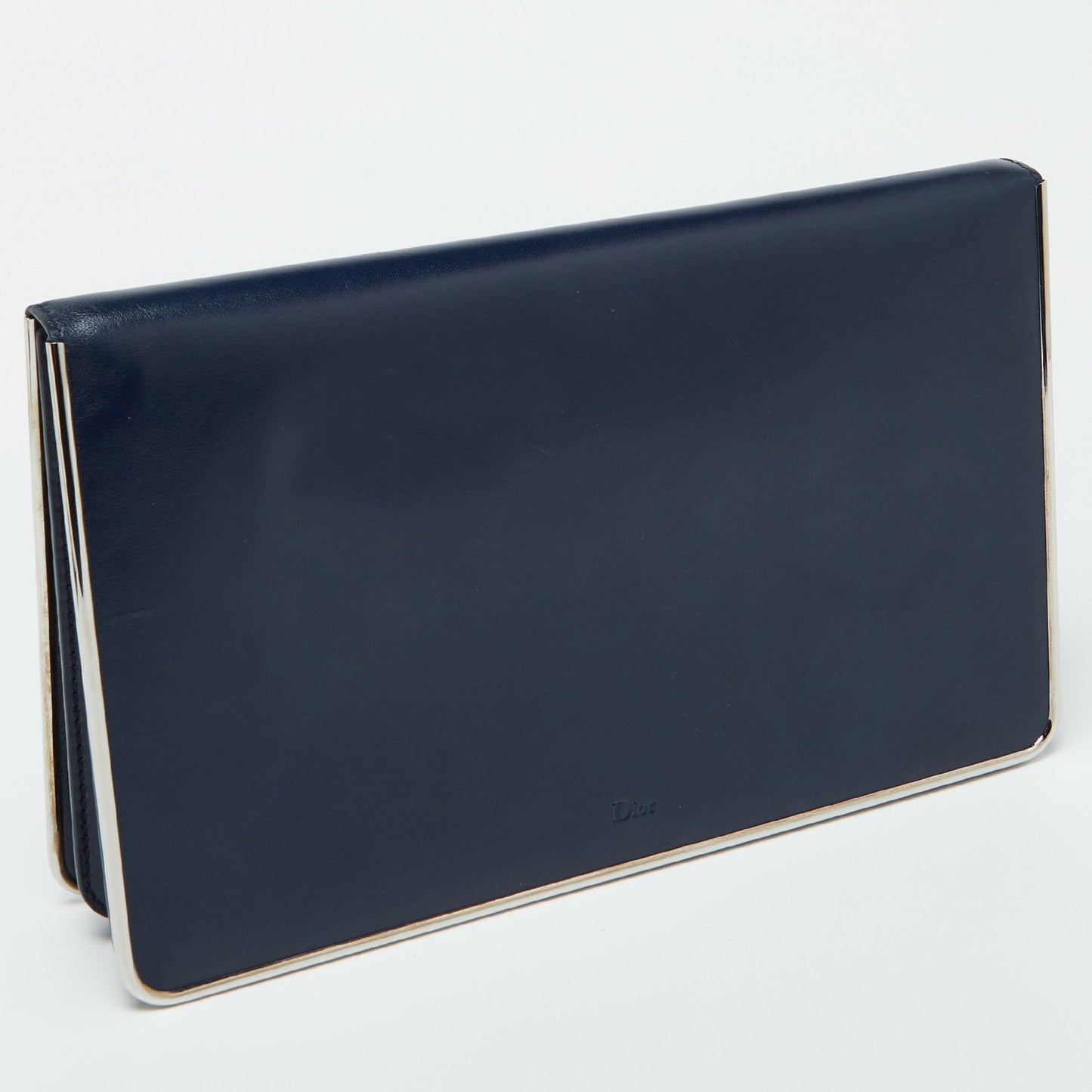 DIOR Blue Leather Metal Flap Clutch