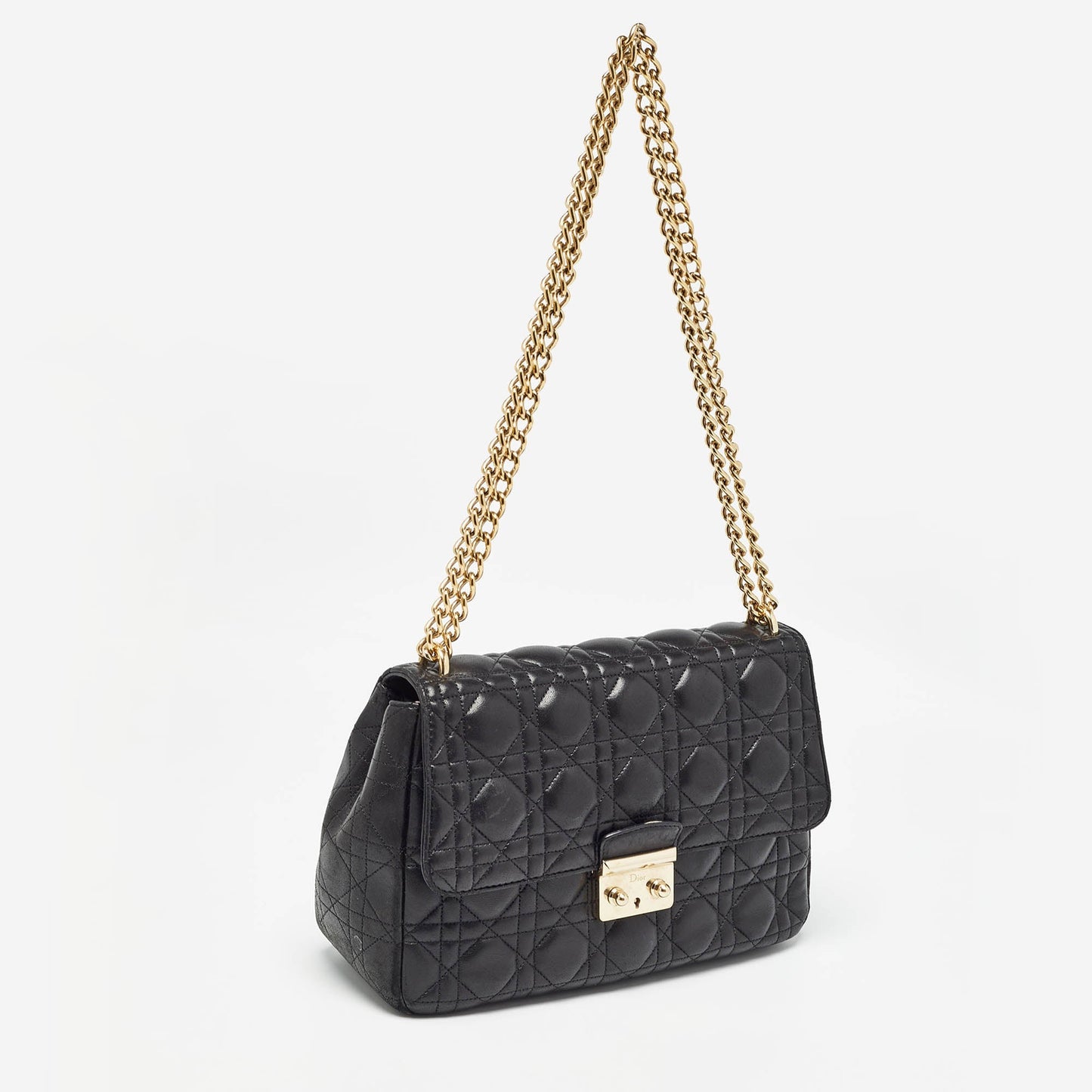 DIOR Black Cannage Leather Medium Miss  Flap Bag