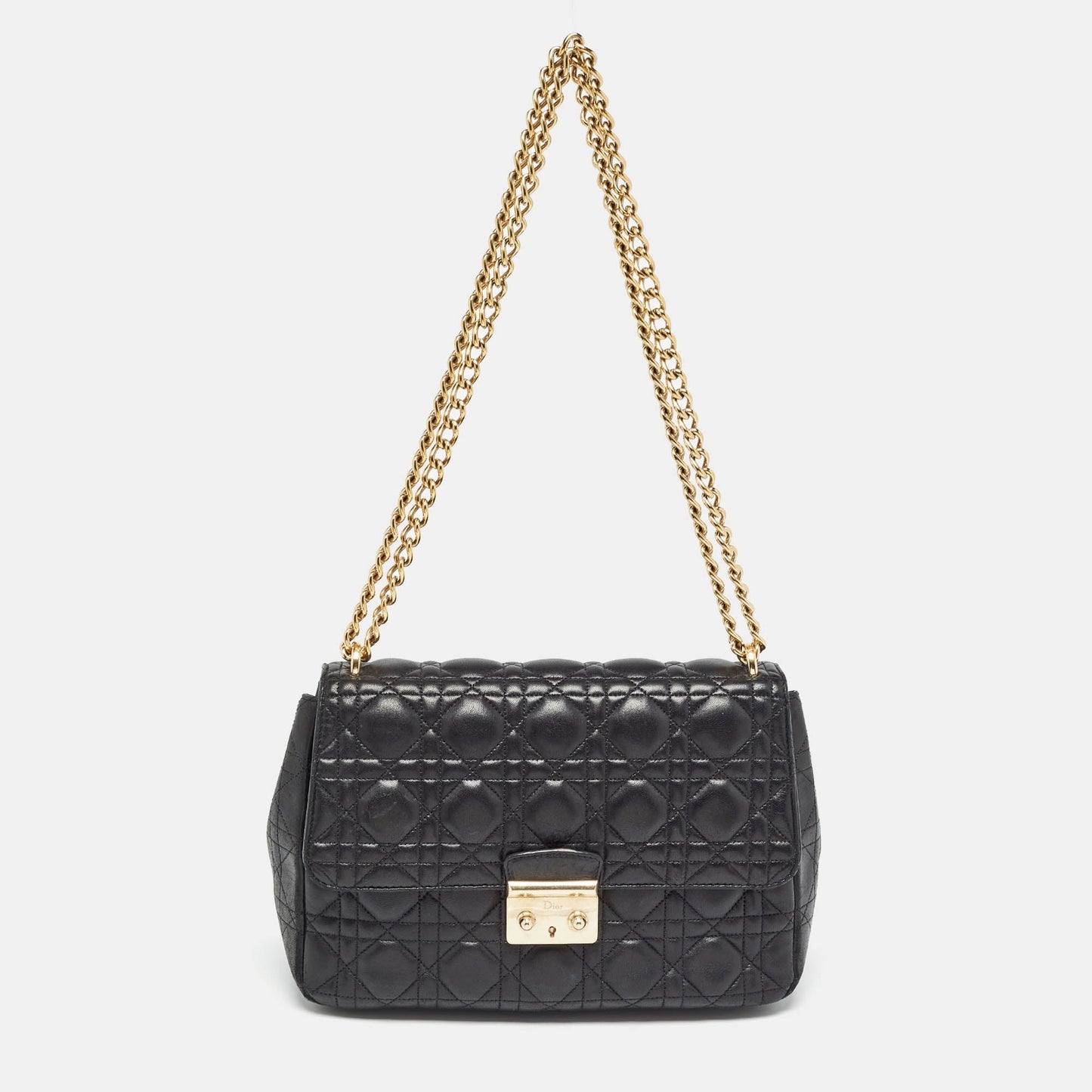 DIOR Black Cannage Leather Medium Miss  Flap Bag