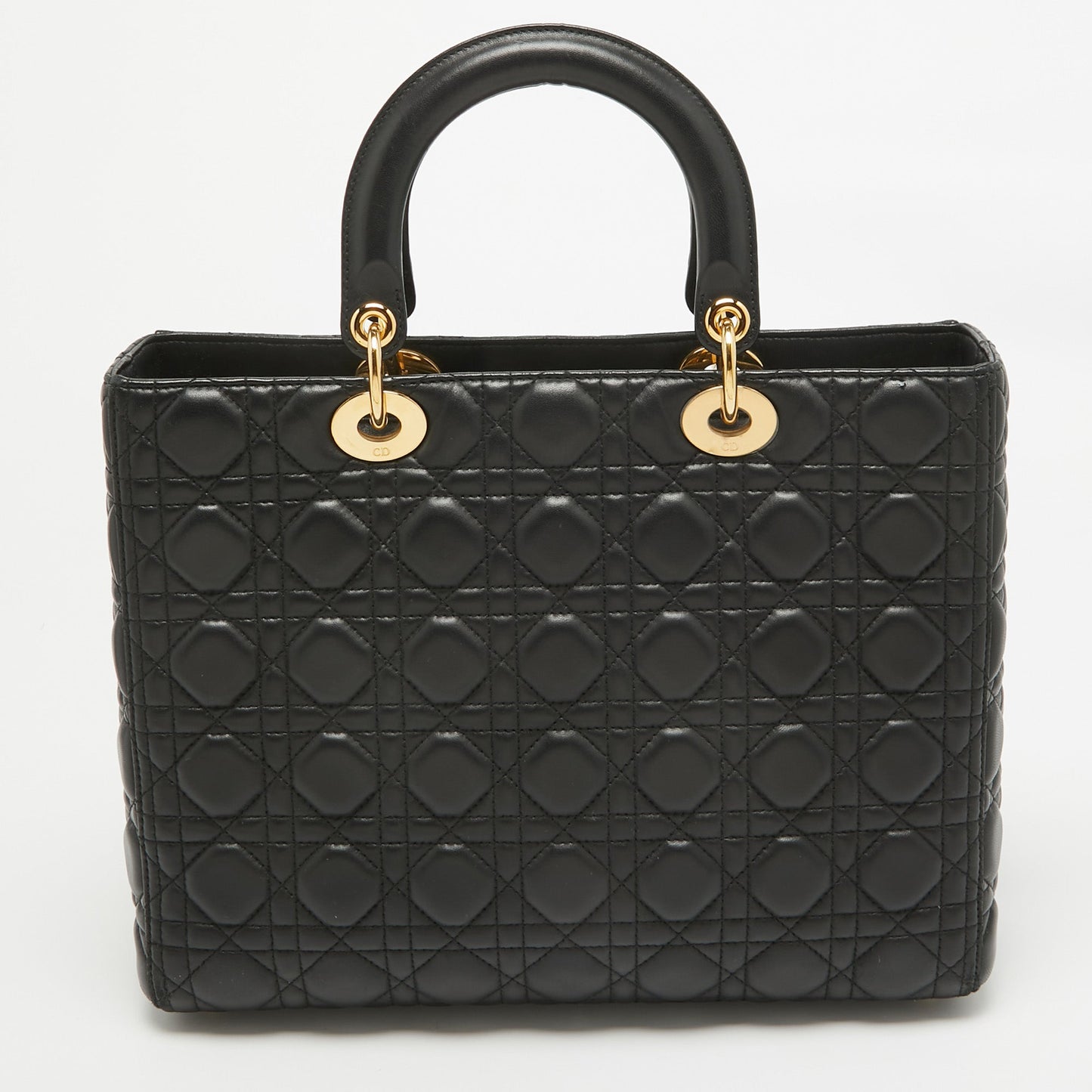 DIOR Black Cannage Leather Large Lady  Tote