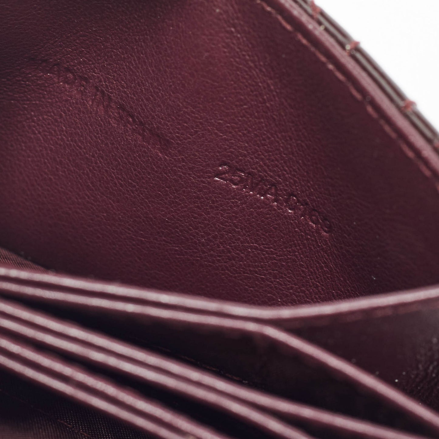 DIOR Burgundy Cannage Patent Leather Lady  5 Gusset Card Holder