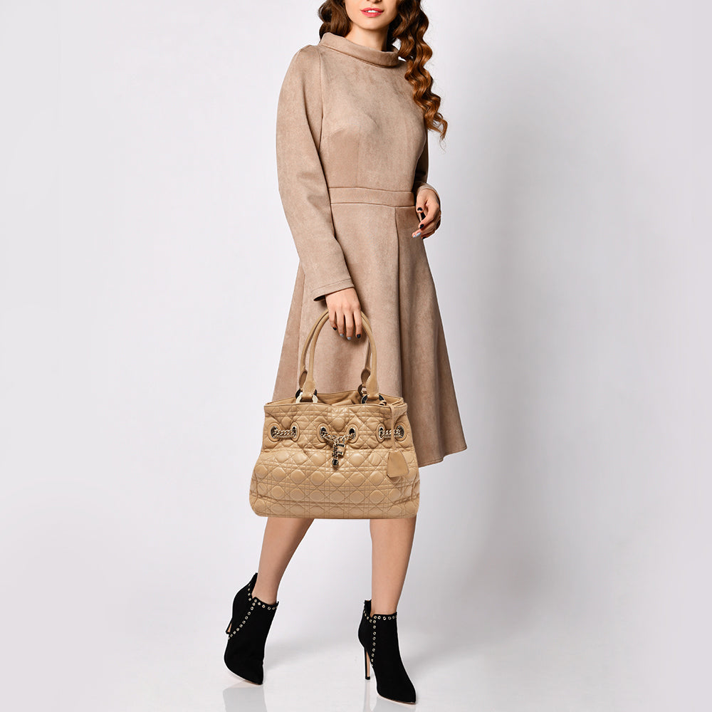 DIOR Beige Cannage Leather Chri Chri Chain Tote