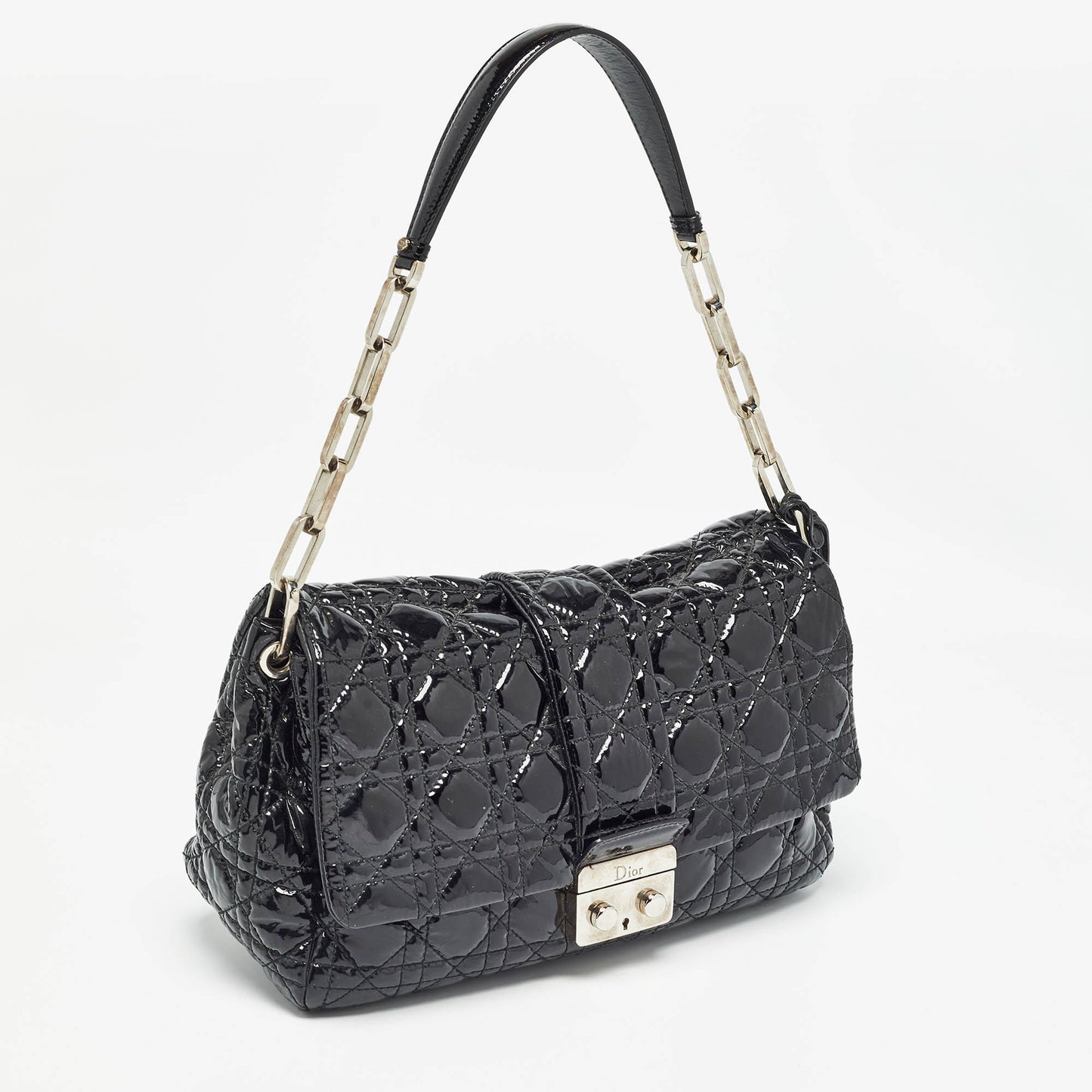 DIOR Black Cannage Leather Small New Lock Flap Shoulder Bag