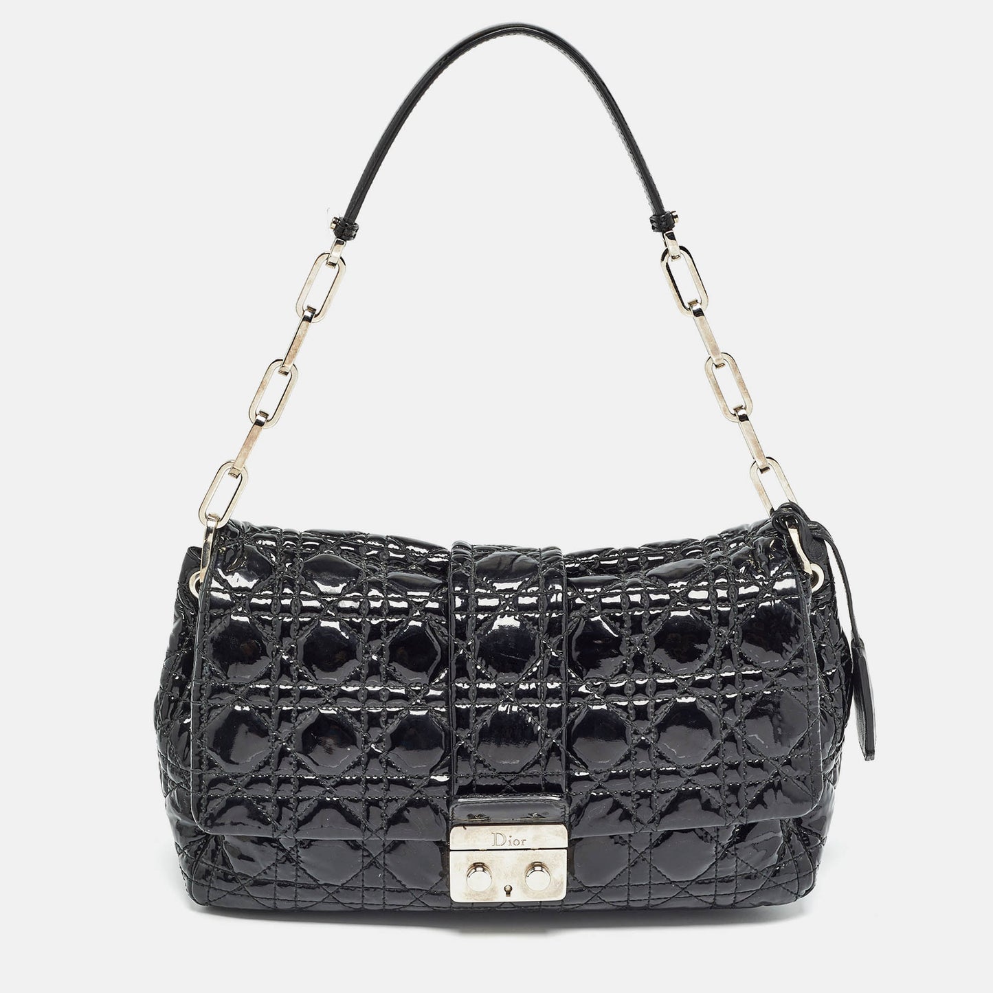 DIOR Black Cannage Leather Small New Lock Flap Shoulder Bag