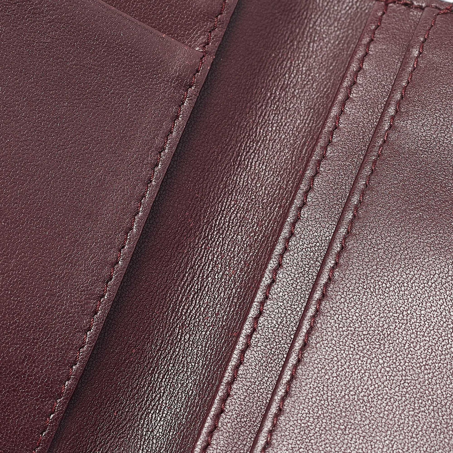 DIOR Burgundy Cannage Leather Lady  Card Holder
