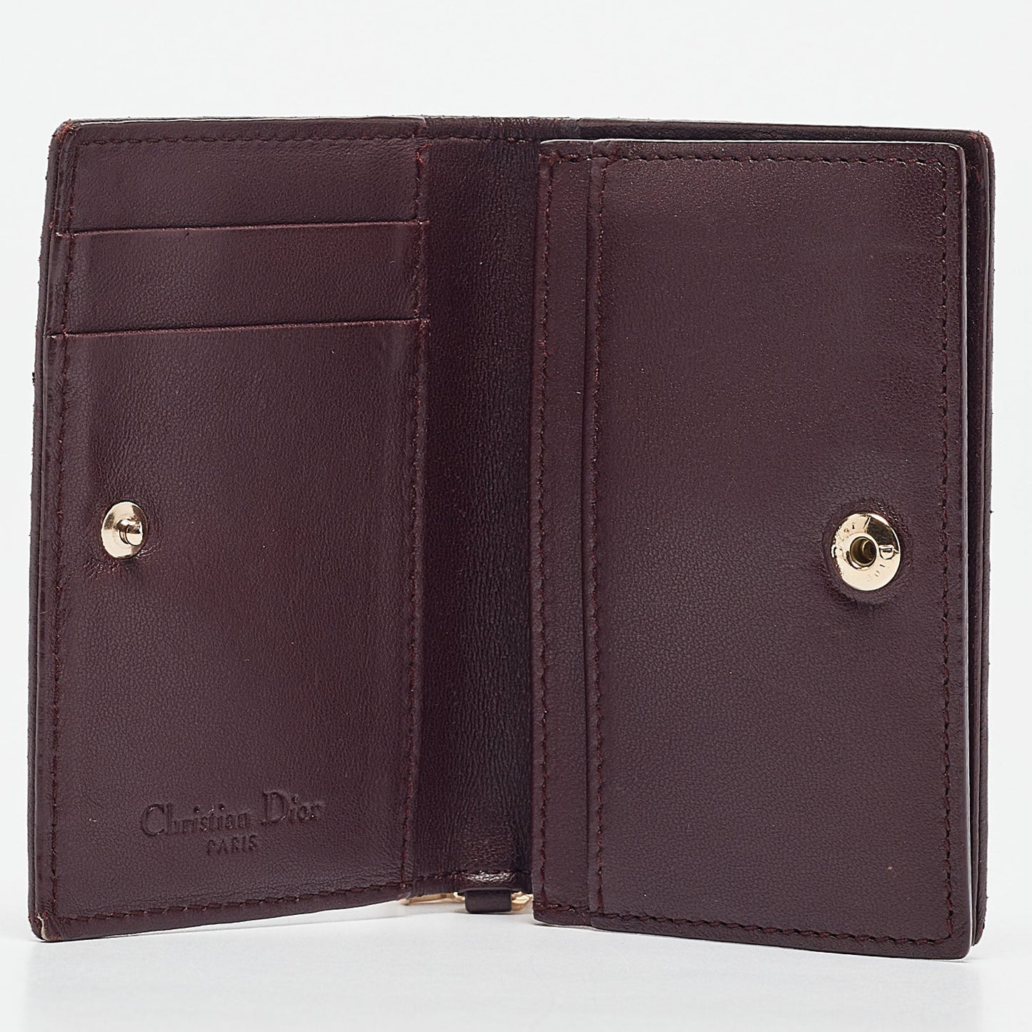 DIOR Burgundy Cannage Leather Lady  Card Holder