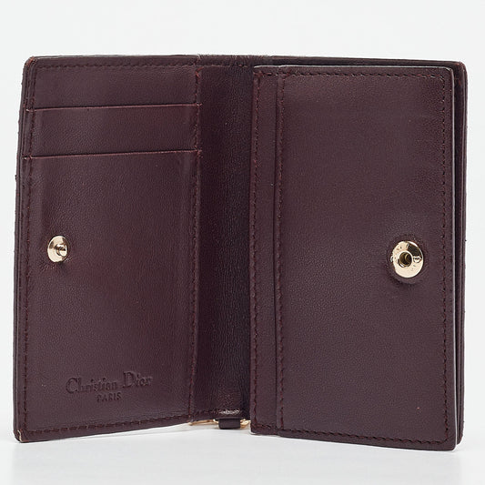 DIOR Burgundy Cannage Leather Lady  Card Holder