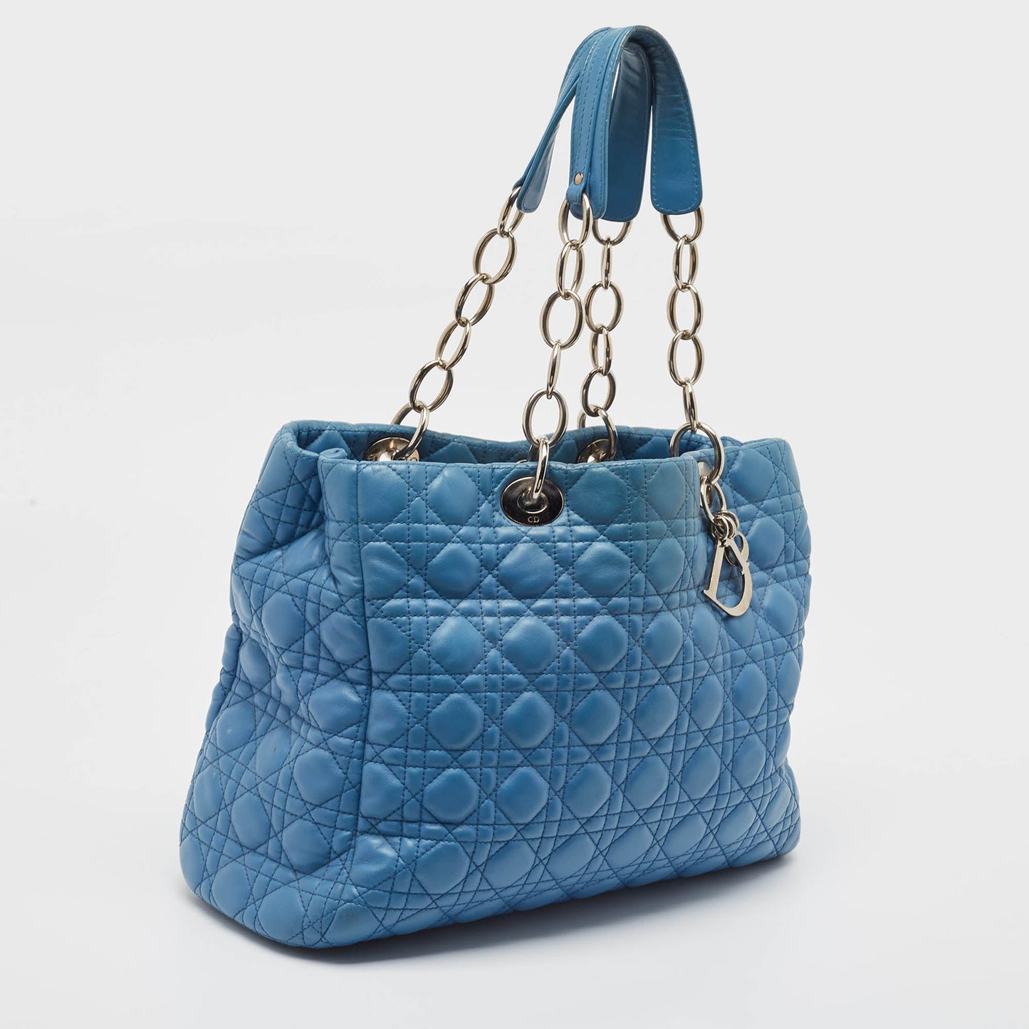 DIOR Blue Cannage Leather Large Soft Lady  Shopper Tote