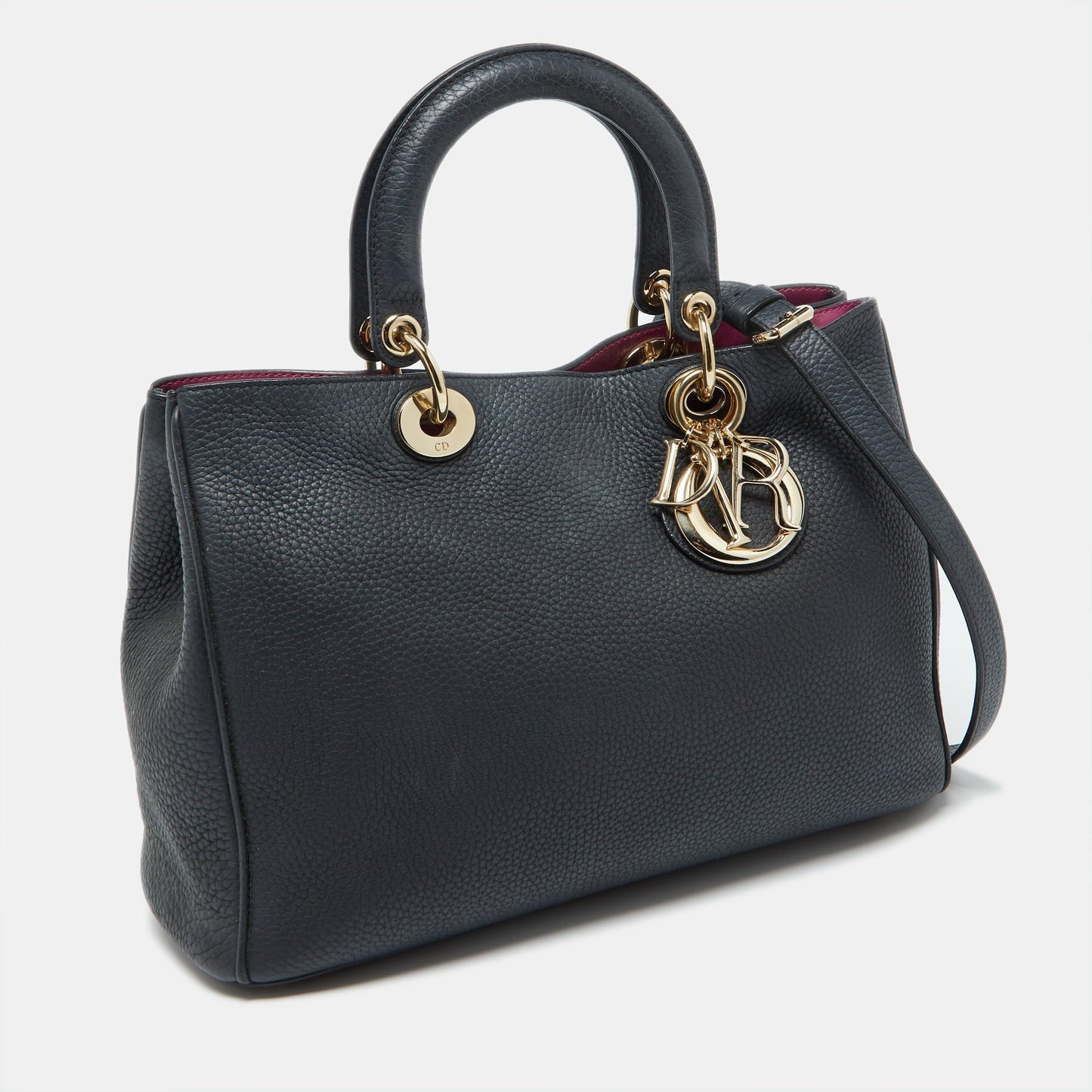 DIOR Black Leather Medium issimo Shopper Tote
