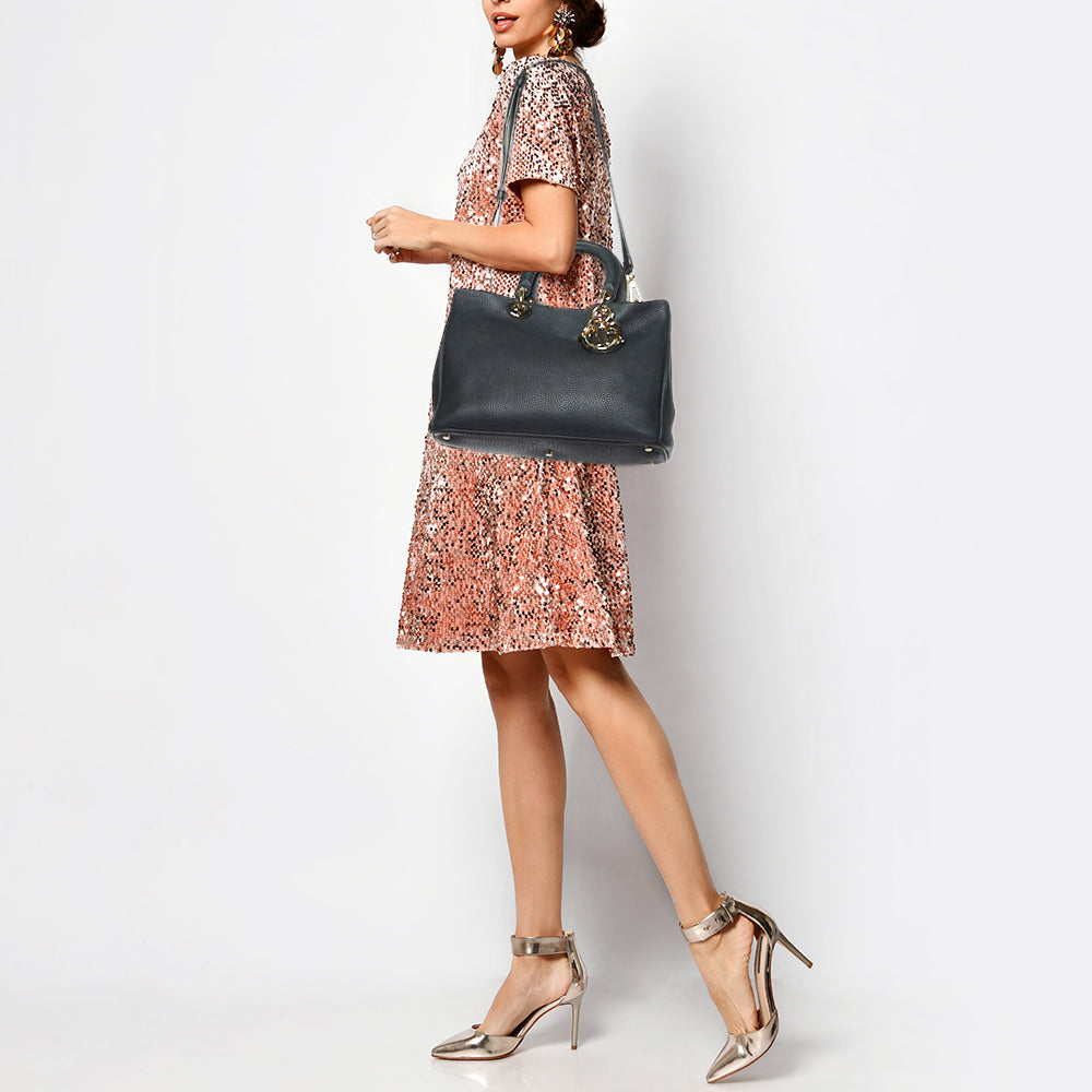 DIOR Black Leather Medium issimo Shopper Tote