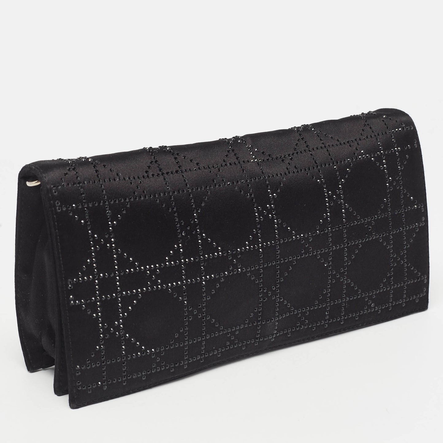 DIOR Black Cannage Satin Lady  Clutch