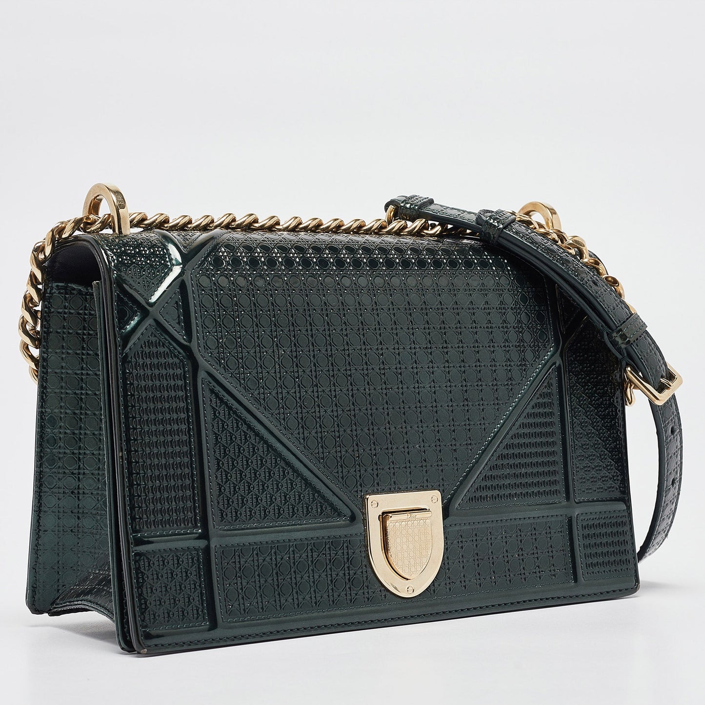 DIOR Green Patent Leather Medium ama Shoulder Bag