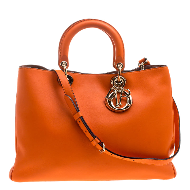 DIOR Orange Leather Large issimo Shopper Tote