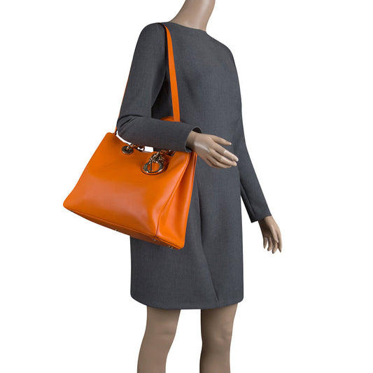 DIOR Orange Leather Large issimo Shopper Tote