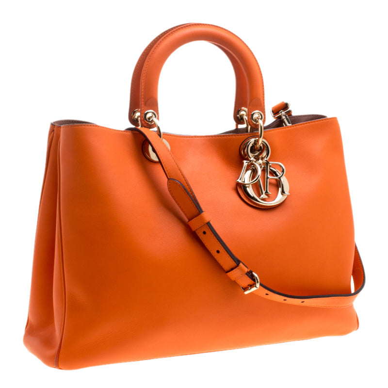 DIOR Orange Leather Large issimo Shopper Tote