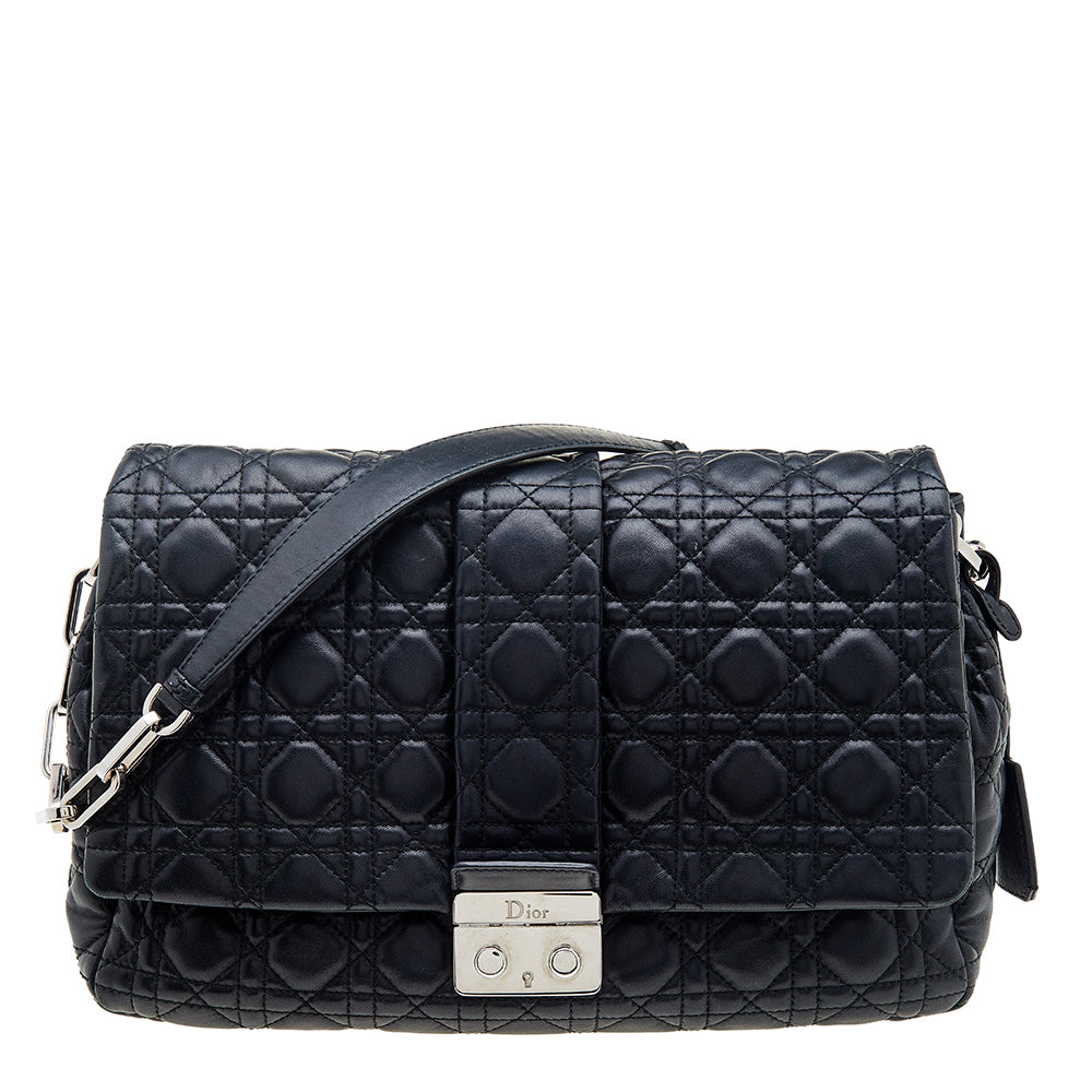 DIOR Black Cannage Leather Large Miss  Flap Bag