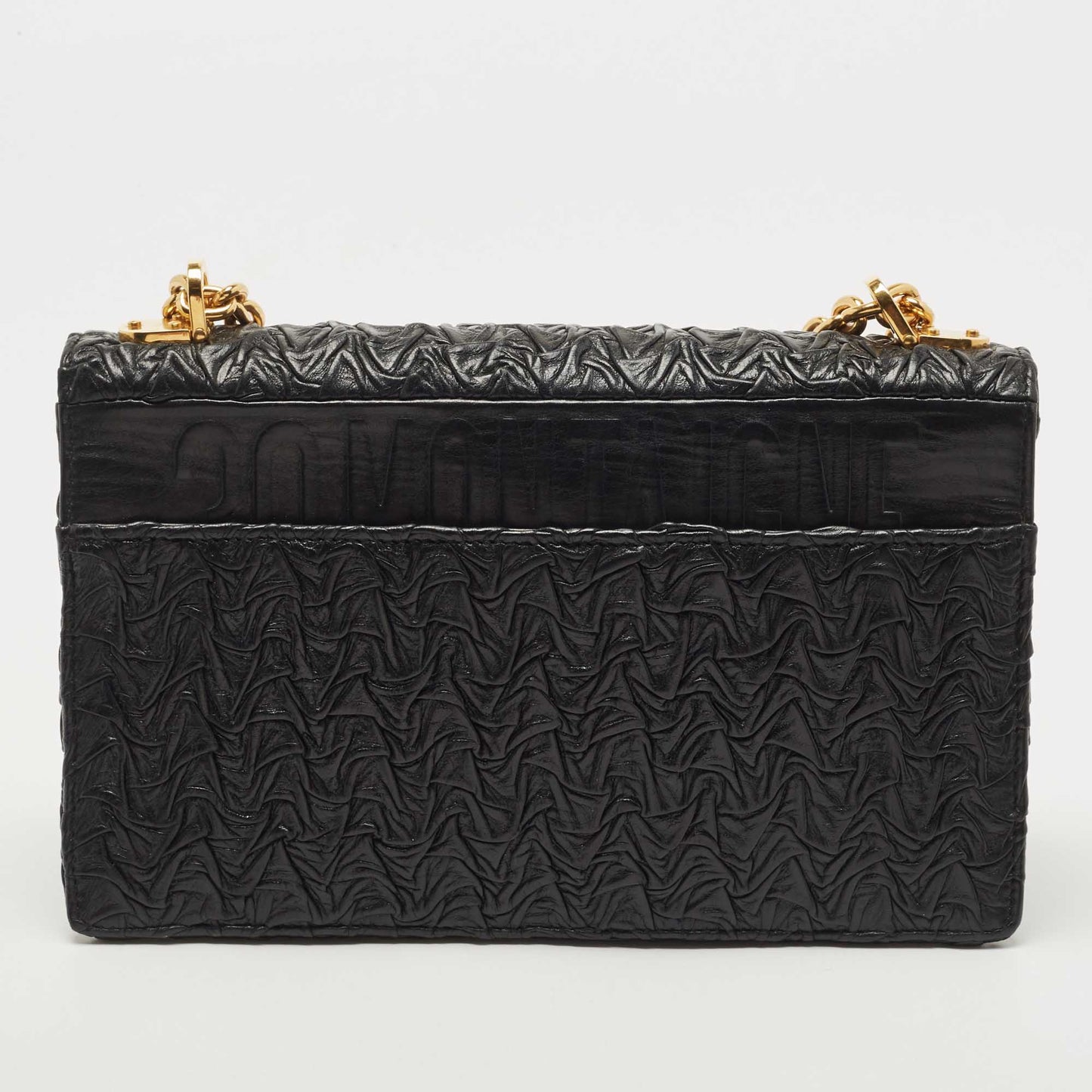 DIOR Black Wavy Effect Leather 30 Montaigne Shoulder Bag