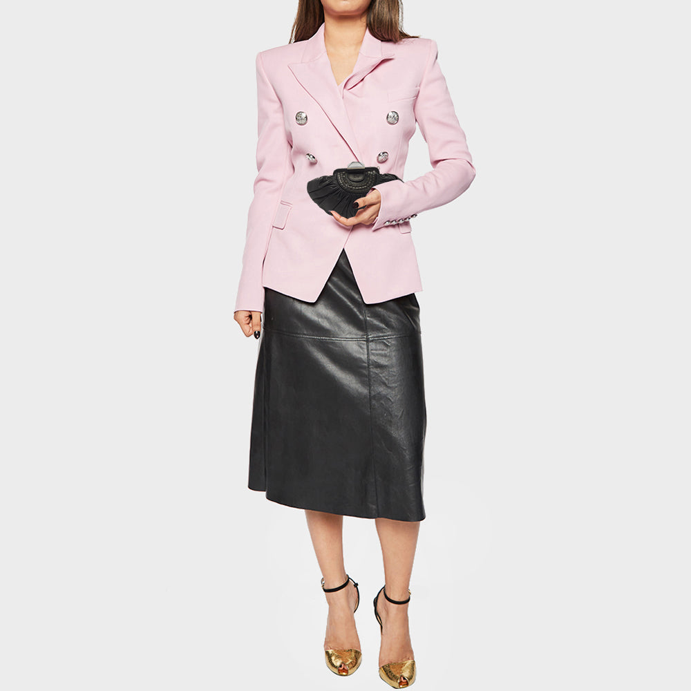 DIOR Black Pleated Leather Frame Clutch