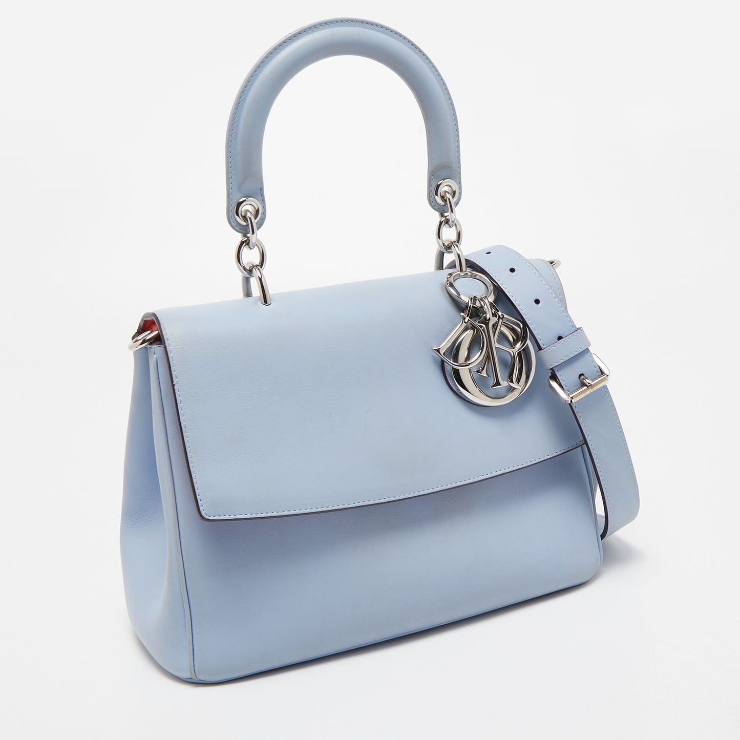 DIOR Blue Leather Small Be  Flap Top Handle Bag